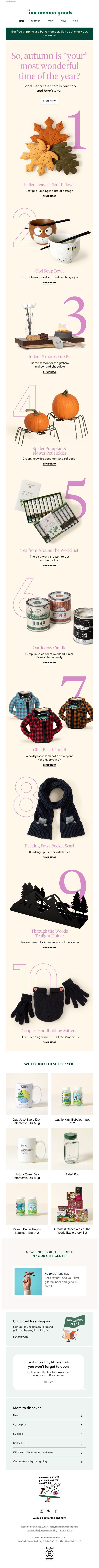 8. uncommon goods: So, autumn is *your* most wonderful time of the year?