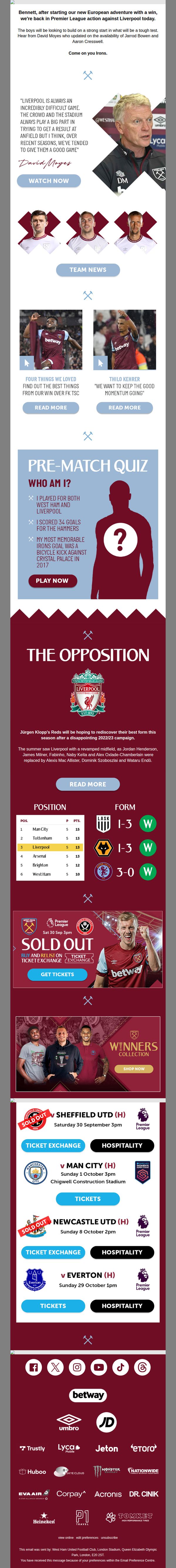 10. Latest team news ahead of our trip to Anfield ⚒️