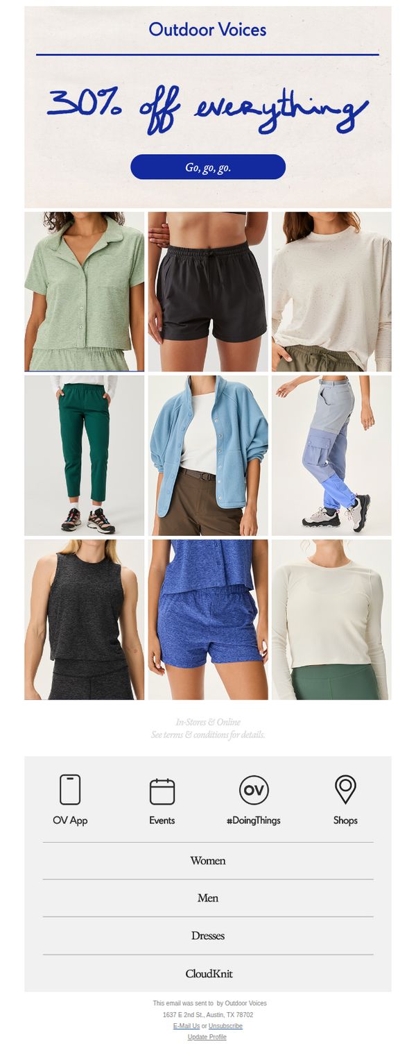 10. Everything is 30% off.