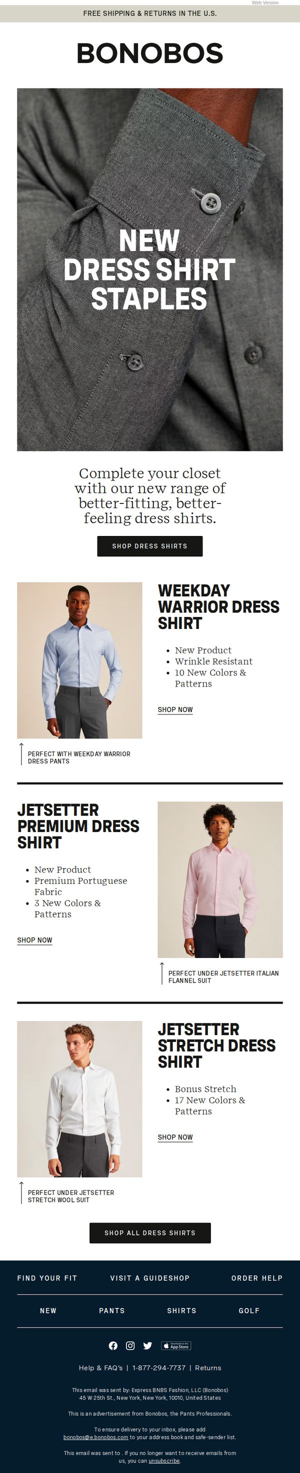 6. Bonobos: NEW DRESS SHIRTS JUST LAUNCHED