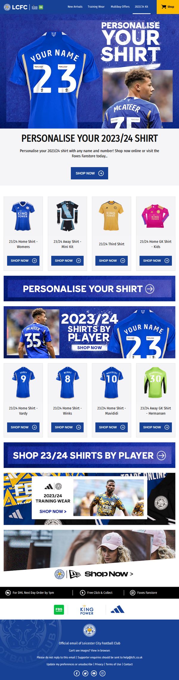 10. Leicester City Football Club : Benjamin, Personalise Your 23/24 Shirt Today!