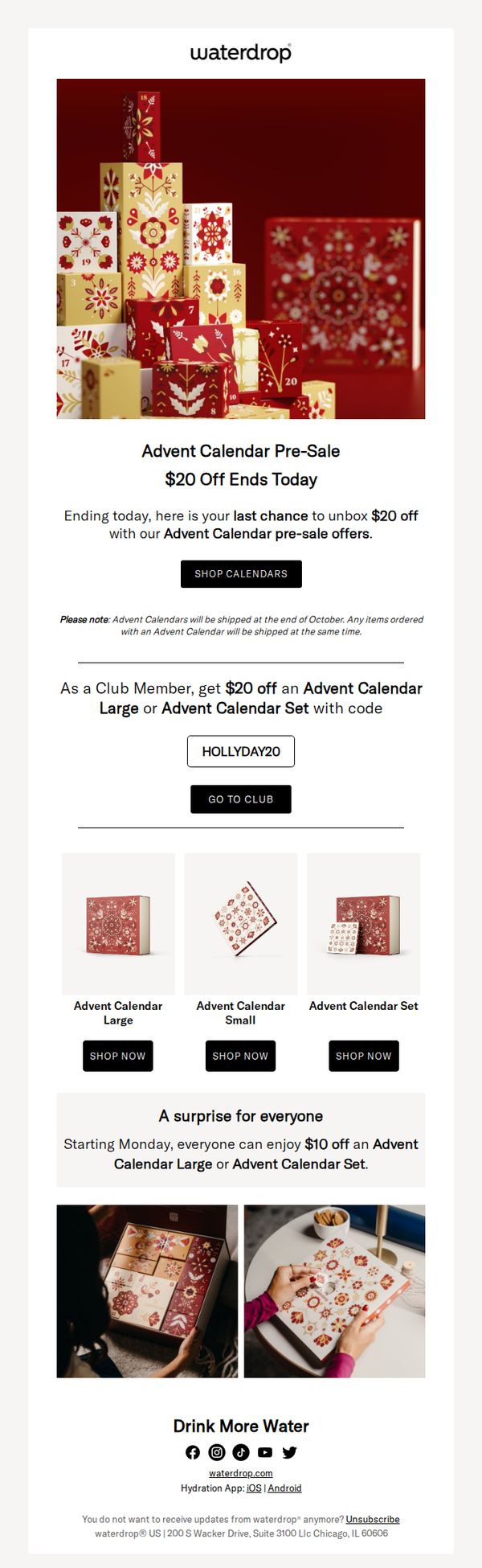 6. Waterdrop: Ends Today: Advent Calendar pre-sale offers