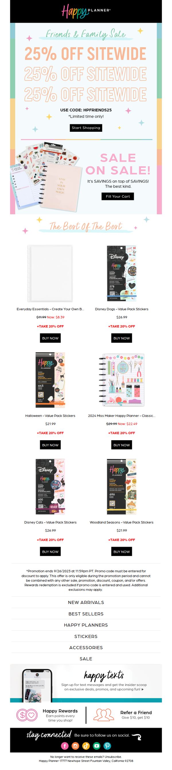 9. The Happy Planner: ICYMI: 25% OFF SITEWIDE