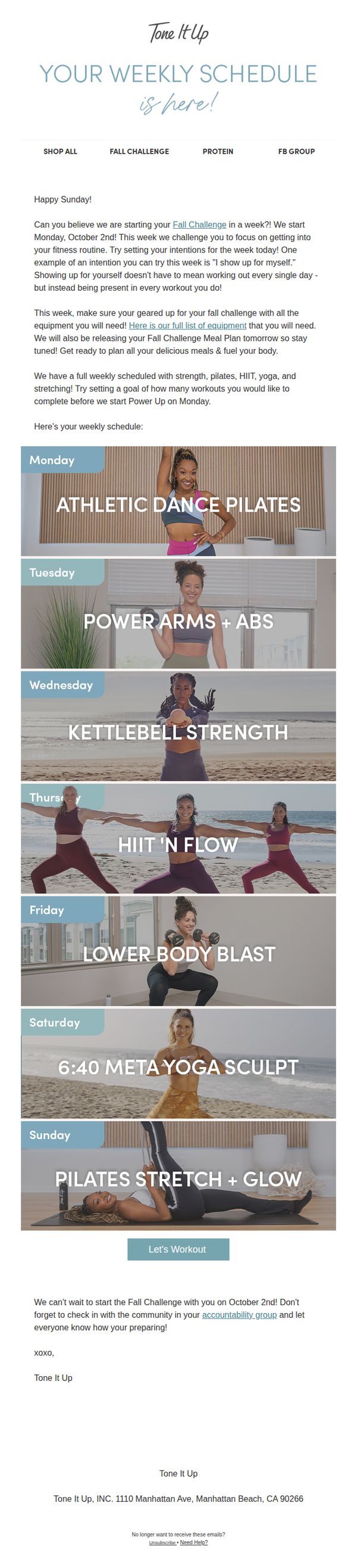 6. Tone It Up : Your weekly schedule is HERE 💪🤍