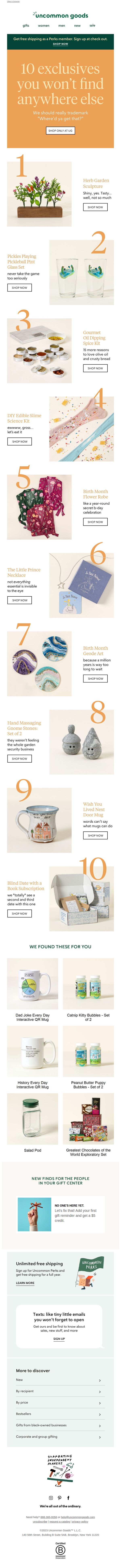 6. uncommon goods: 10 exclusives you won’t find anywhere else