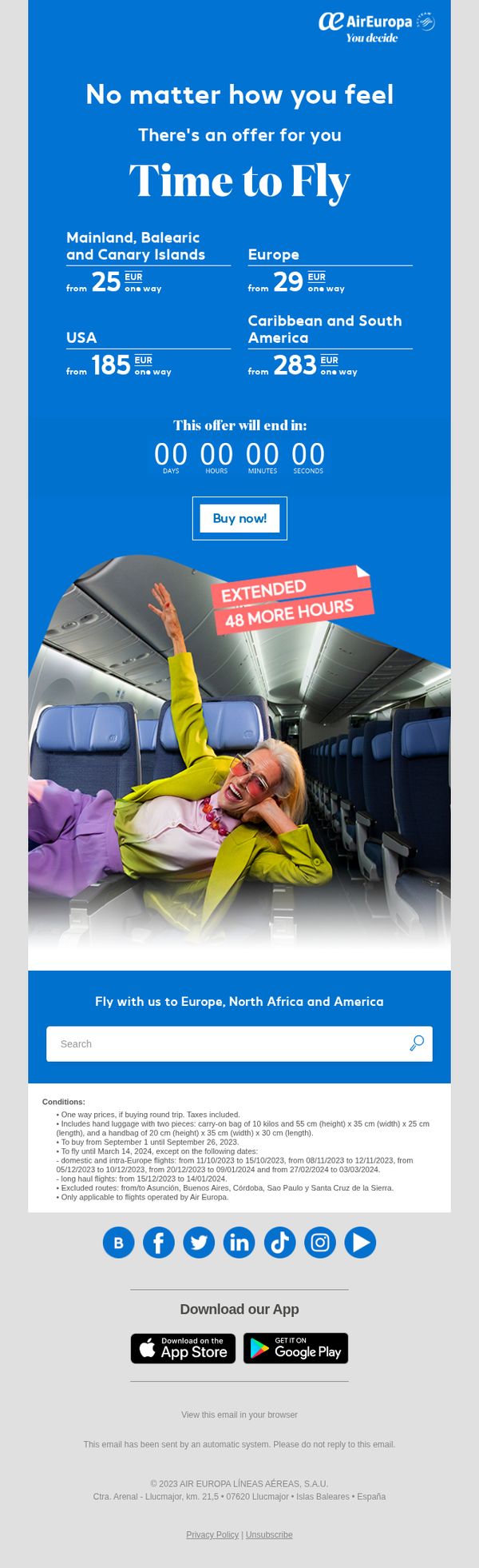 7. Air Europa: ⏱️ 48 MORE HOURS. Don't miss your flight.