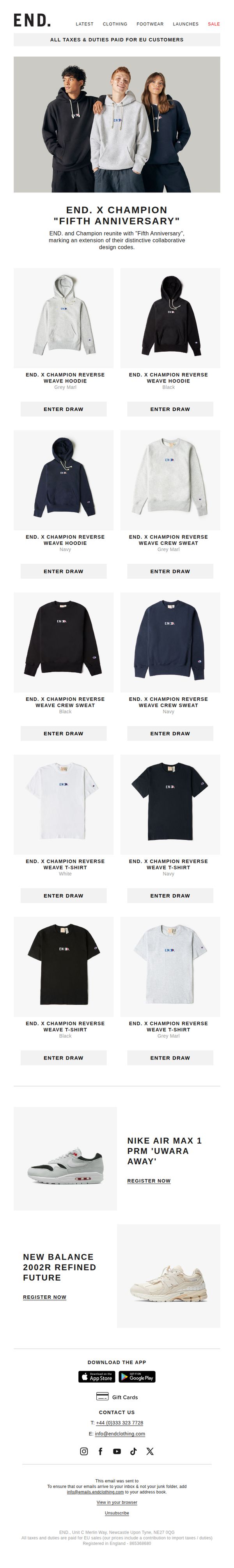 7. END. x Champion 'Fifth Anniversary' - Register now