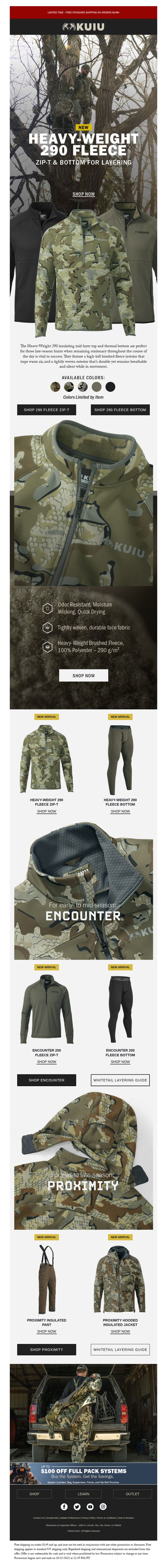 8. New Whitetail Heavy-Weight 290 Layering Zip-T & Bottom