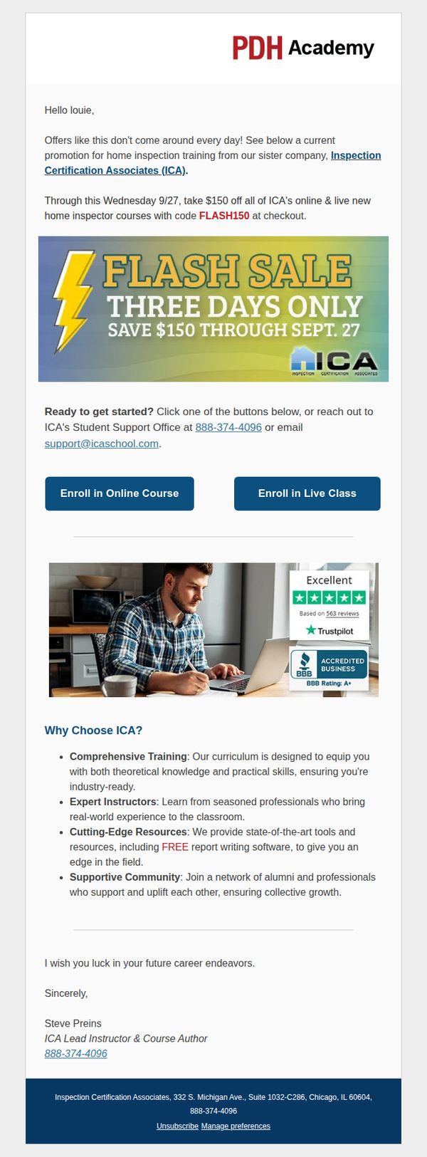 6. Three Days Only - Take $150 Off Your Home Inspection Education