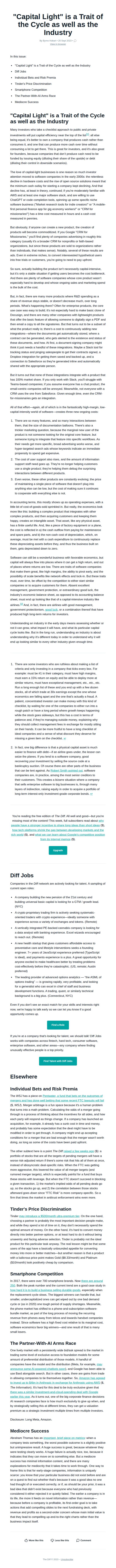 8. "Capital Light" is a Trait of the Cycle as well as the Industry