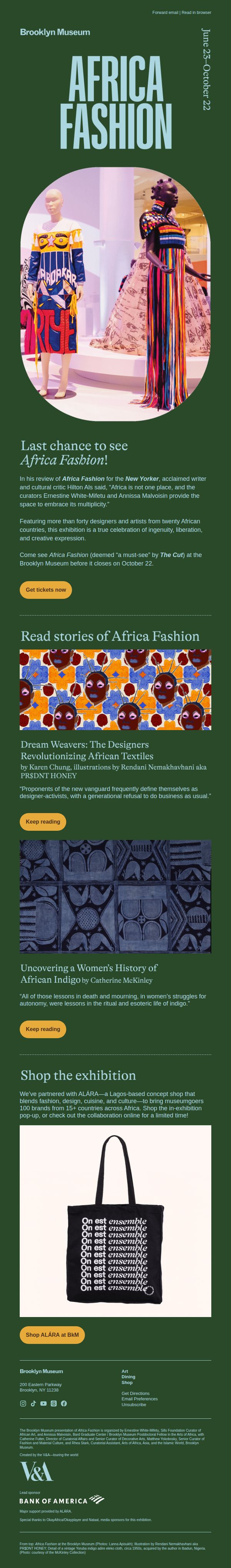 6. Last chance to see "Africa Fashion" at the Brooklyn Museum!