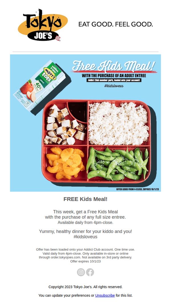 6. FREE Kids Meal!
