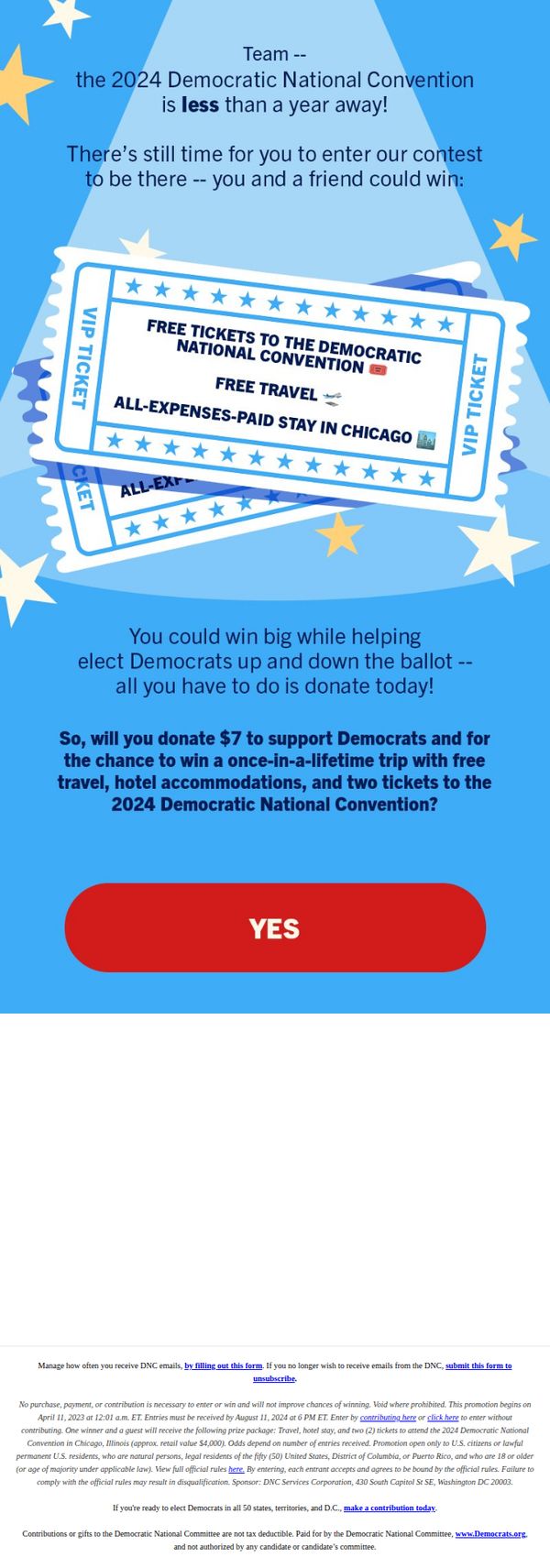 8. [FREE] You and a friend could win tickets to the 2024 Democratic National Convention!