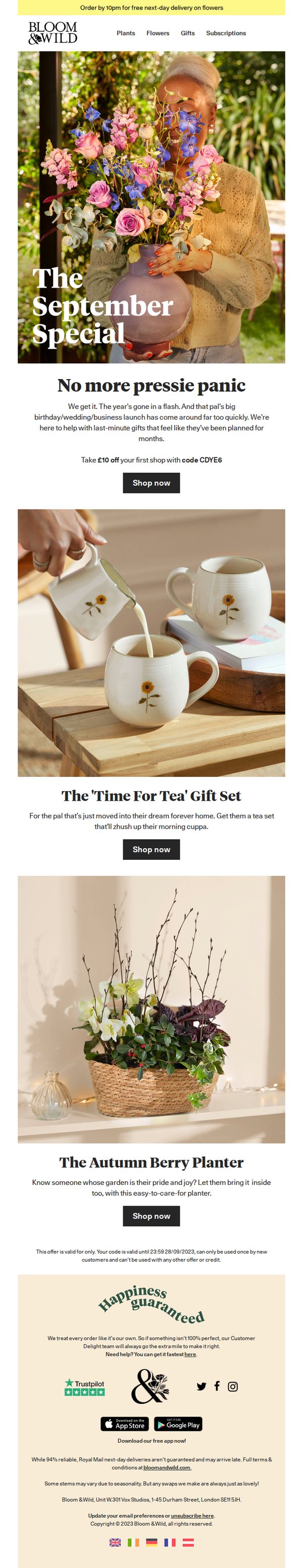 6. Bloom and Wild: Big event crept up on you?