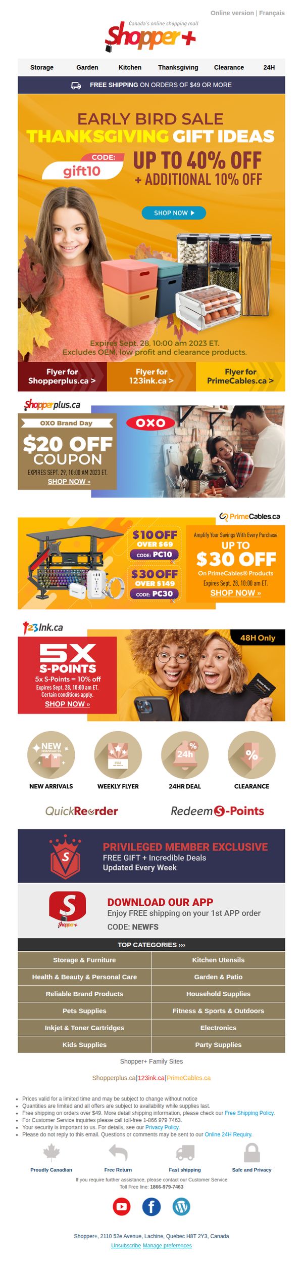 10. 123Ink.ca: Prepare for Thanksgiving💫: Early Bird Sale Up to 40% Off + Extra 10% Discount