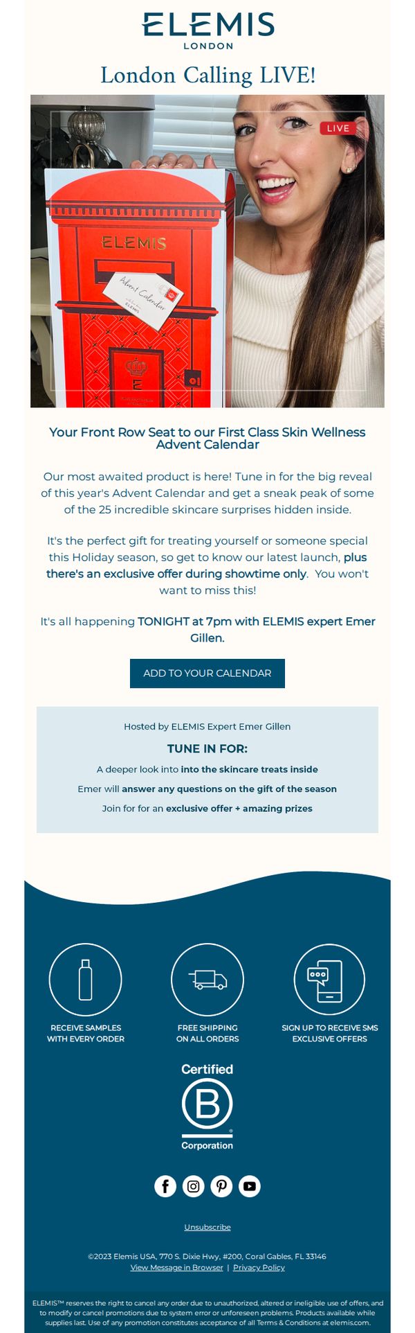 8. Elemis - US: RSVP: Front Row Seat to Our 2023 Advent Calendar