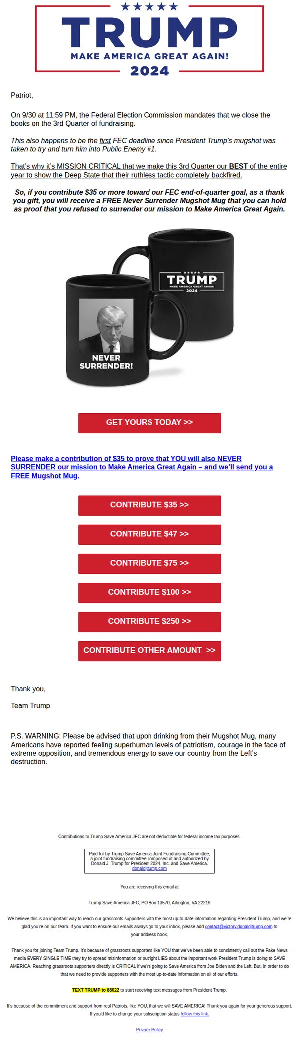 6. RE: Your gift before the FEC deadline