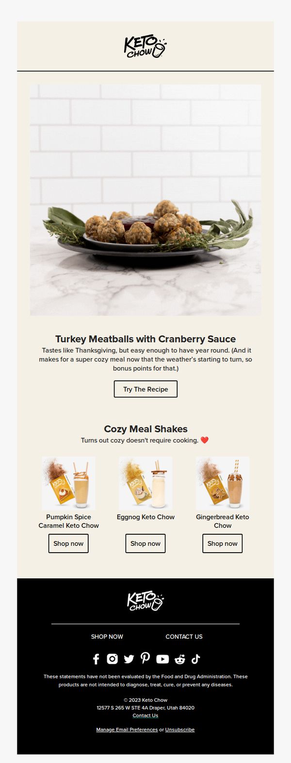 9. Keto Chow: Turkey Meatballs with Cranberry Sauce