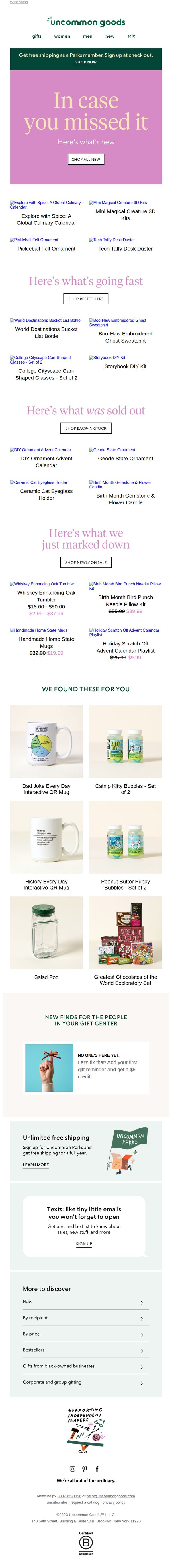 6. uncommon goods: In case you missed it: every item you'll want to see