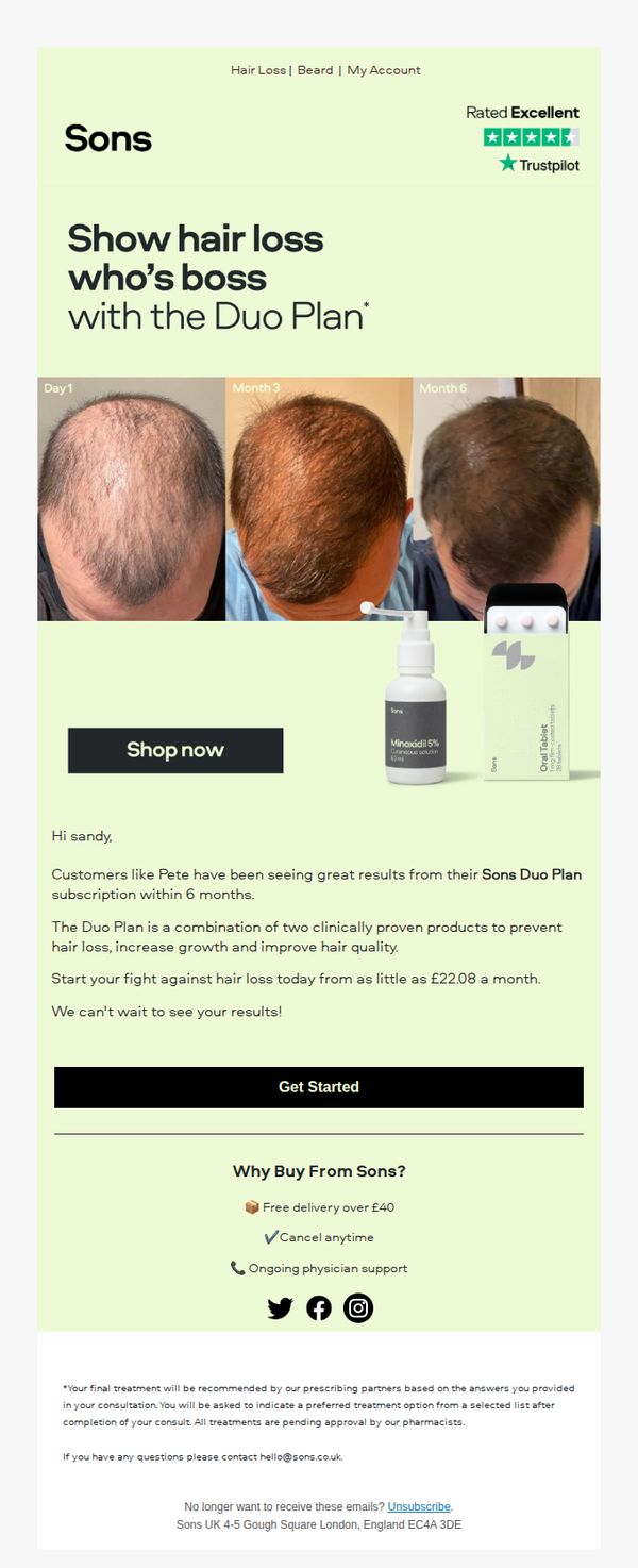 10. Start your hair loss plan from just £22.08 a month