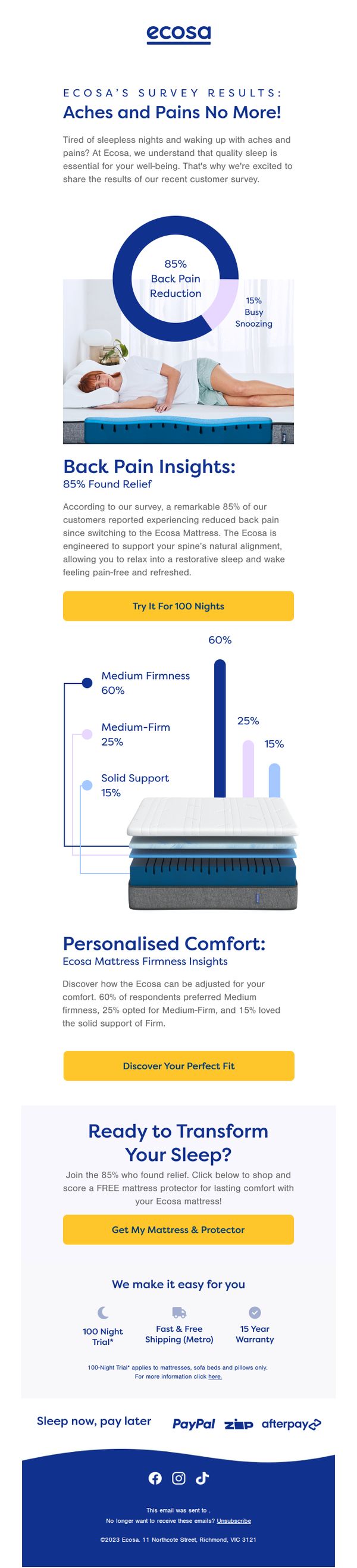 9. Ecosa: 85% Find Back Pain Relief: Survey Insights