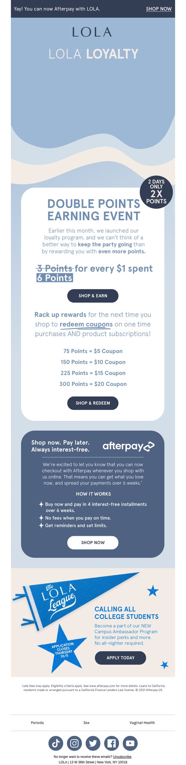 7. Earn Double Points For Shopping