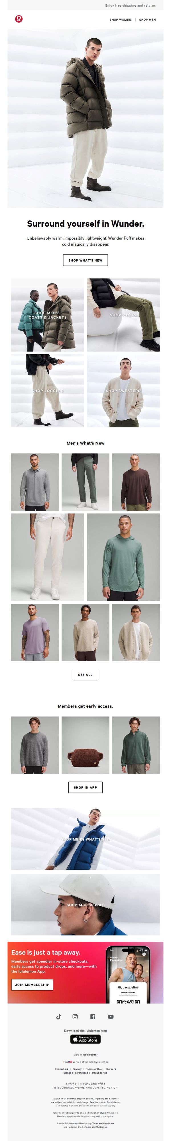 9. Lululemon: Dropping: temps, and new Wunder Puff