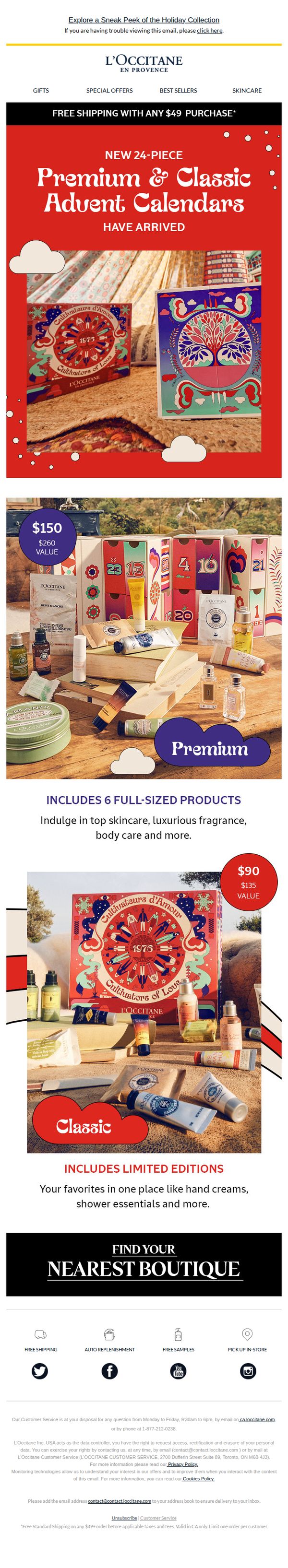 10. L'Occitane en Provence - CA: 24 days of surprises inside 🎁