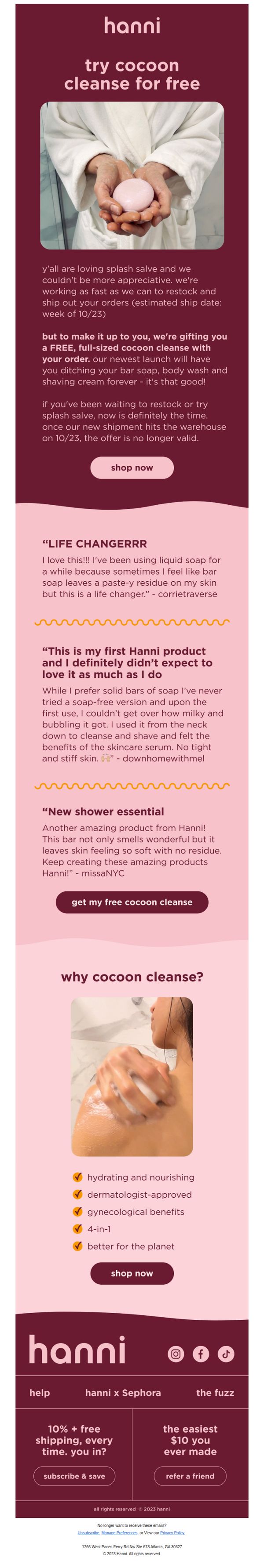 9. get a free cocoon cleanse!