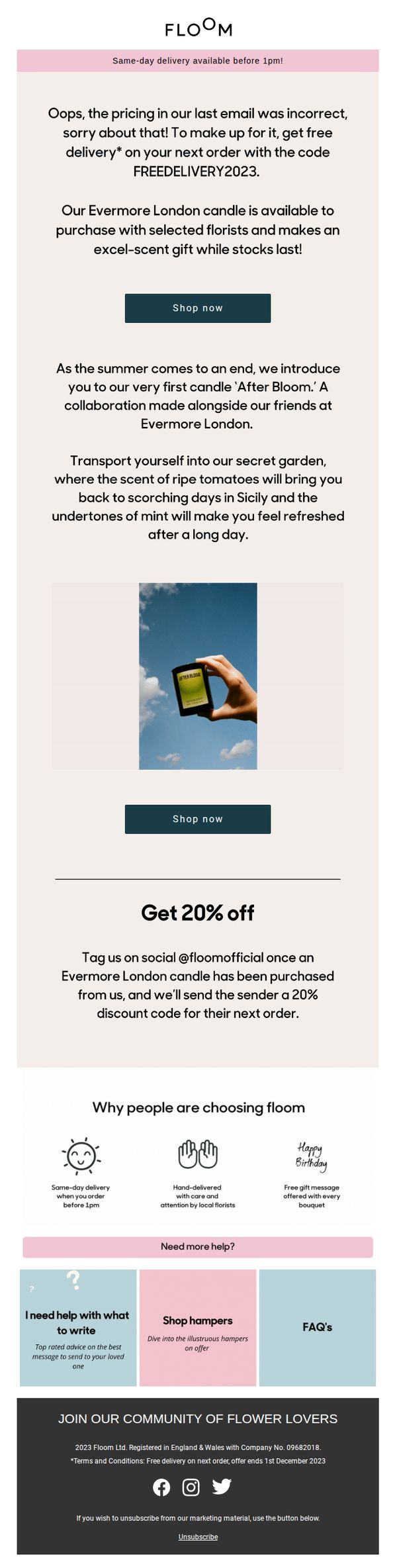 8. Floom: Oops,  we got our last offer wrong