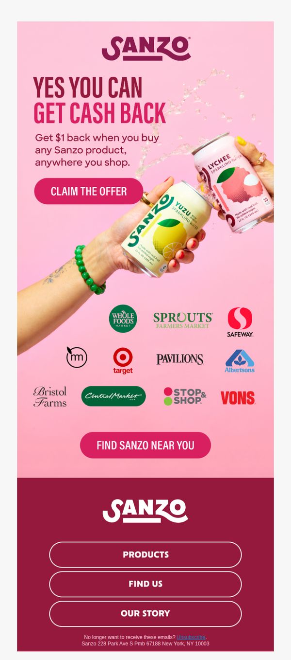 7. Sanzo: Cash back, wherever you like to shop!