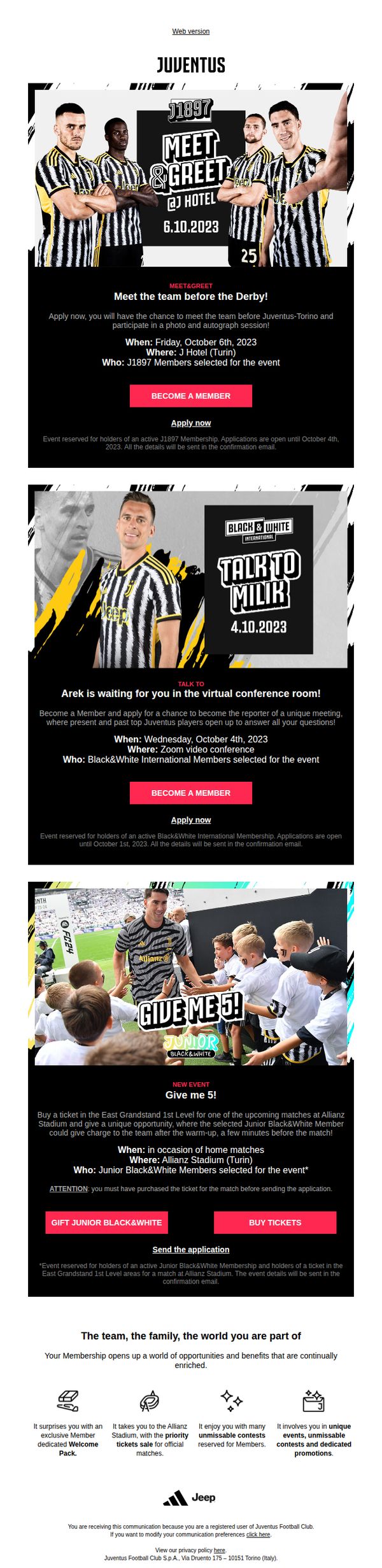 6. Juventus: 📅 Become a Member and apply for the next events ⚫⚪