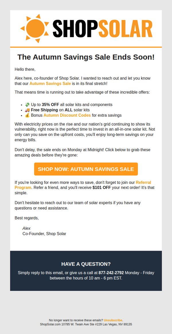 7. Shop Solar Kits: ⏰Time is Almost Up: Autumn Savings Sale Ends Soon!⚡