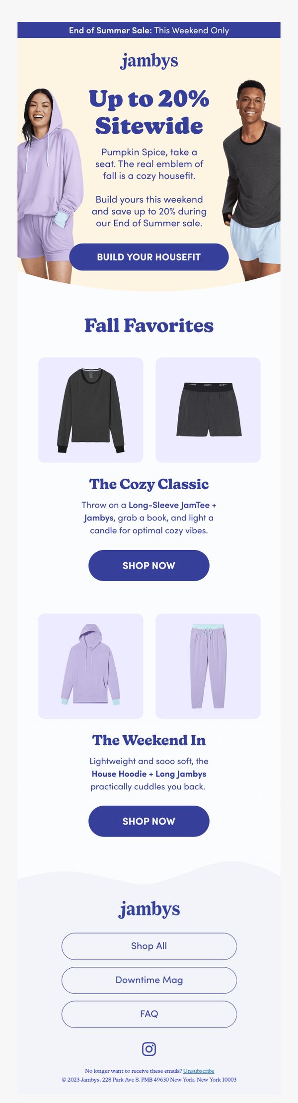 6. Jambys: Up to 20% off fall housefits