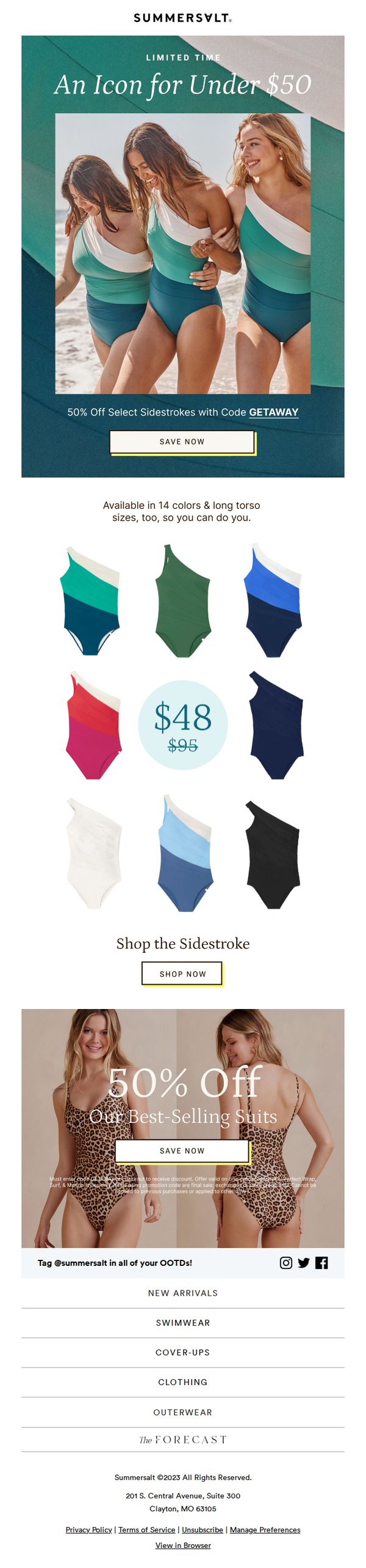 8. Summersalt: 50% OFF the internet's fave one-piece 📣