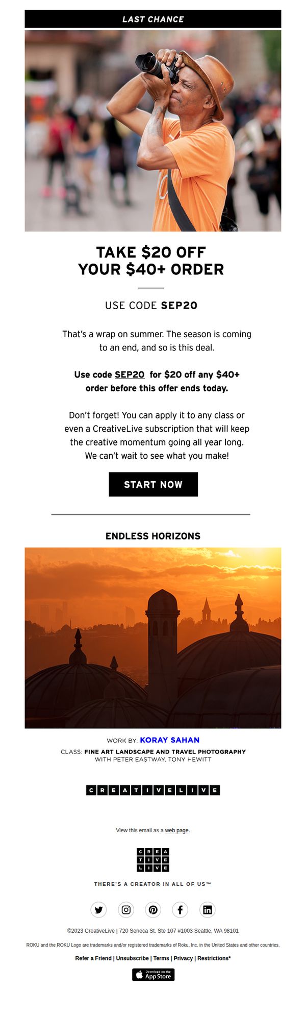 7. Final call for $20 off your $40+ cart