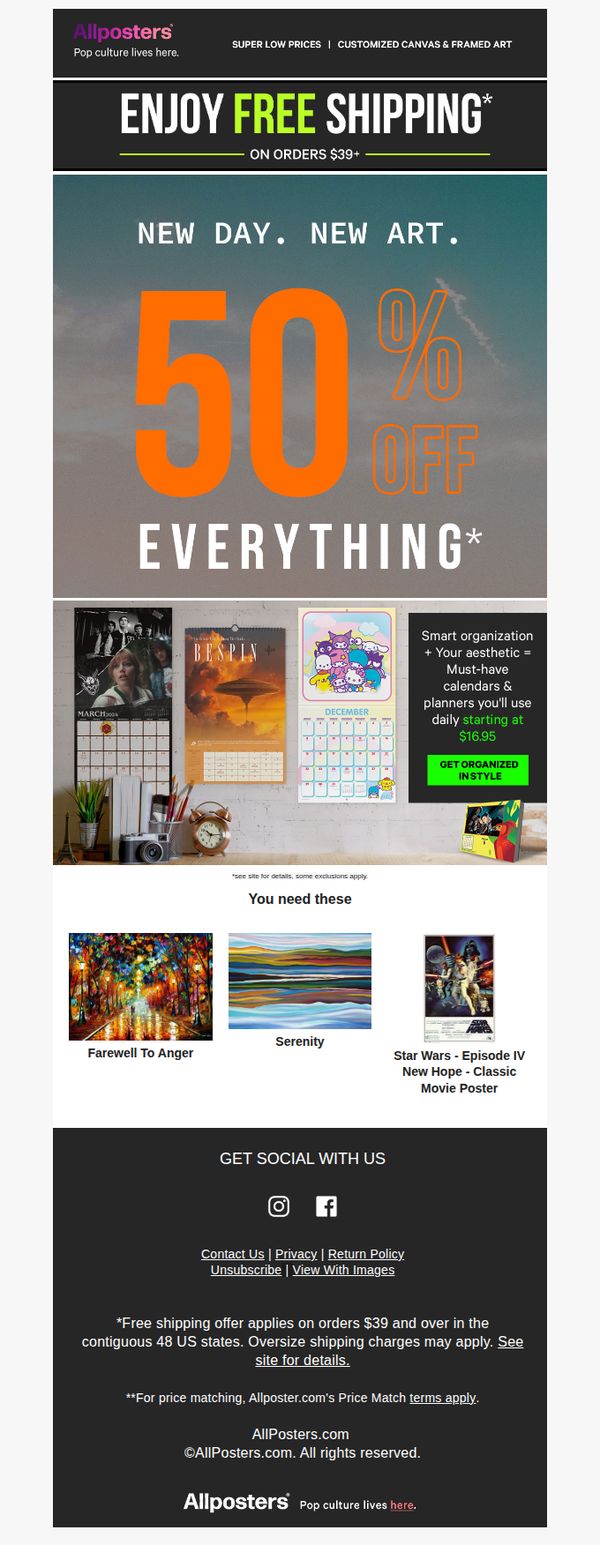 7. AllPosters: Last Call for Savings!