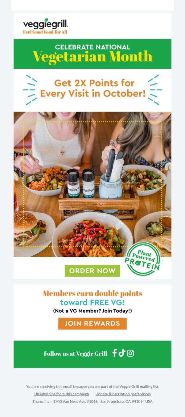 8. 💚 National Veggie Month= Double Points 🧡