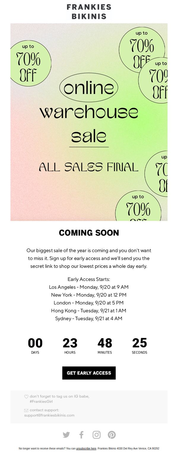 9. TOMORROW: Online Warehouse Sale Early Access