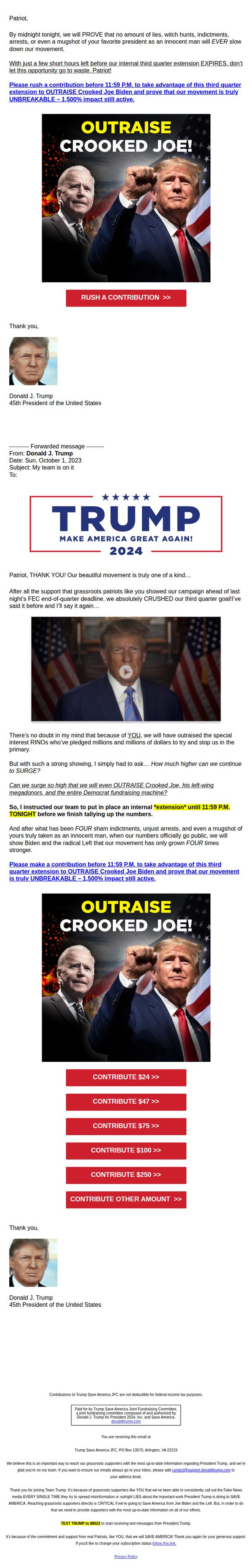 6. Donald J. Trump: FW: THIRD QUARTER EXTENSION