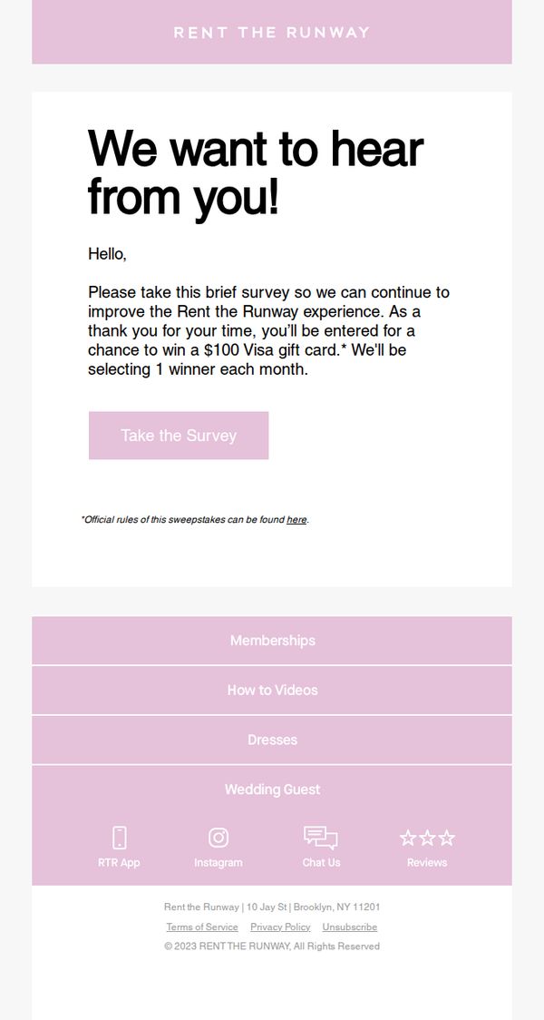 9. Rent the Runway: Your Feedback Matters!