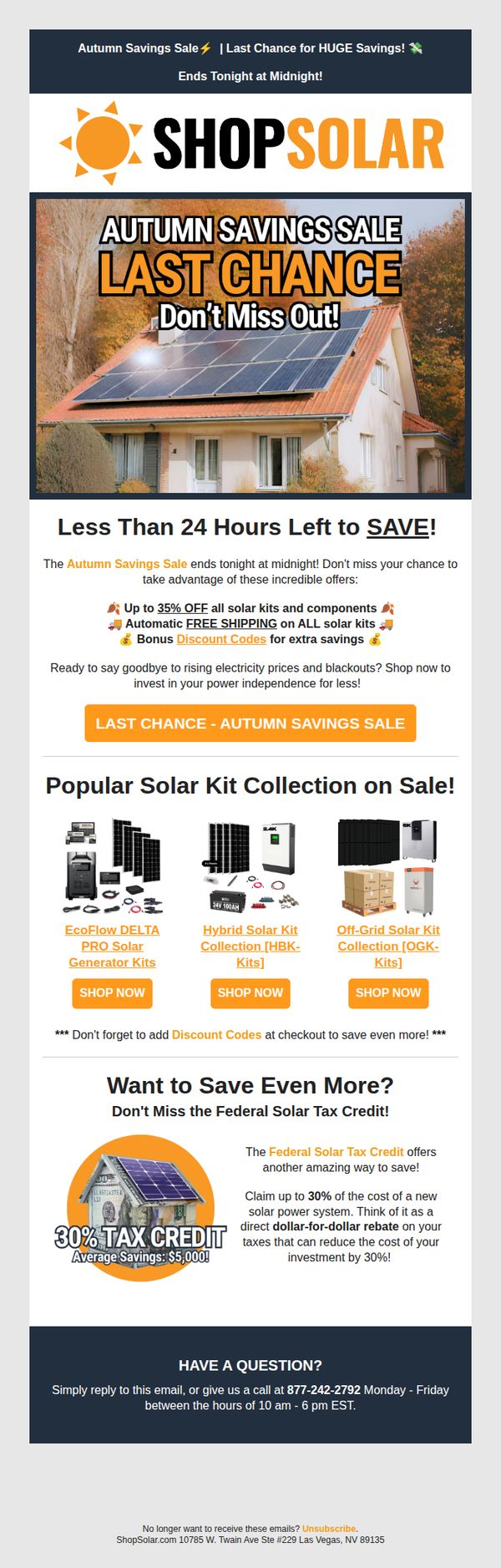 7. Shop Solar Kits: 🚨LAST CHANCE: Autumn Savings Sale Ends Tonight⏰