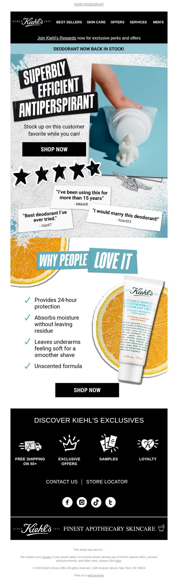 7. Kiehl's - EN: 📢 Deodorant Is Back In Stock