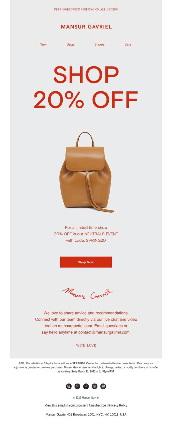 8. Limited time: shop 20% OFF