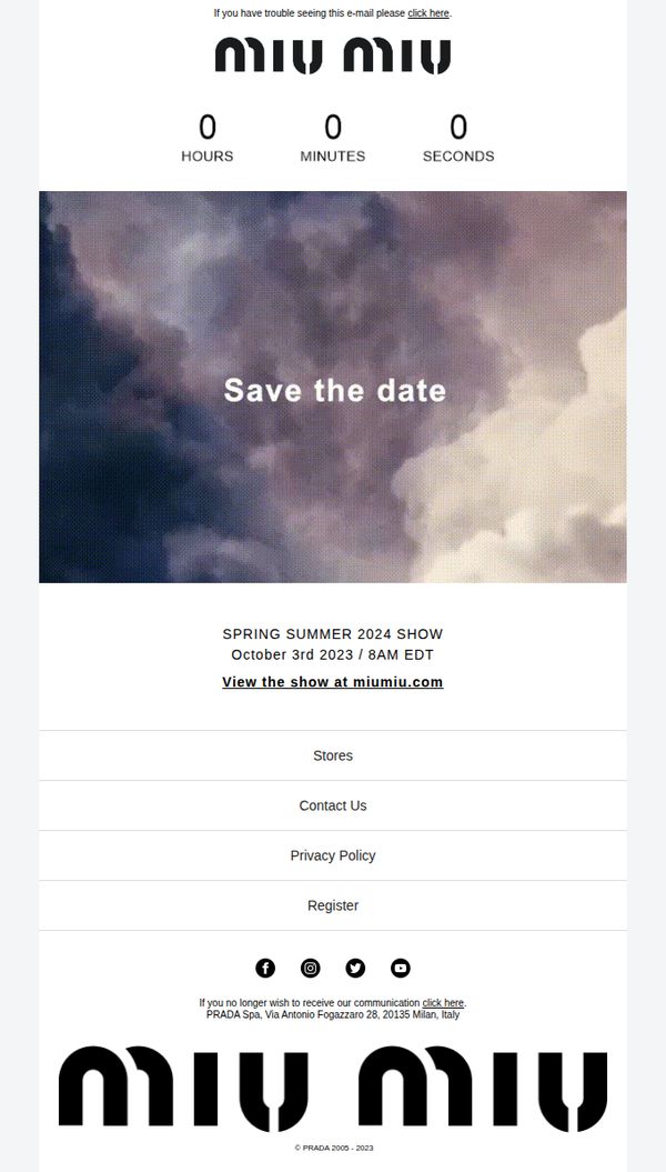 9. Miu Miu: Save the date - Spring Summer 2024 Show