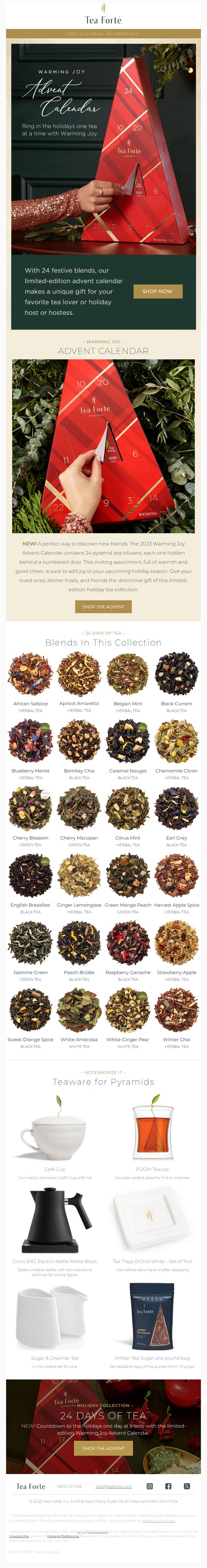 6. Tea Forté: NEW! Warming Joy Advent Calendar