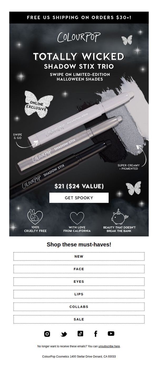 10. ColourPop: NEW! Halloween Shadow Stix 🎃