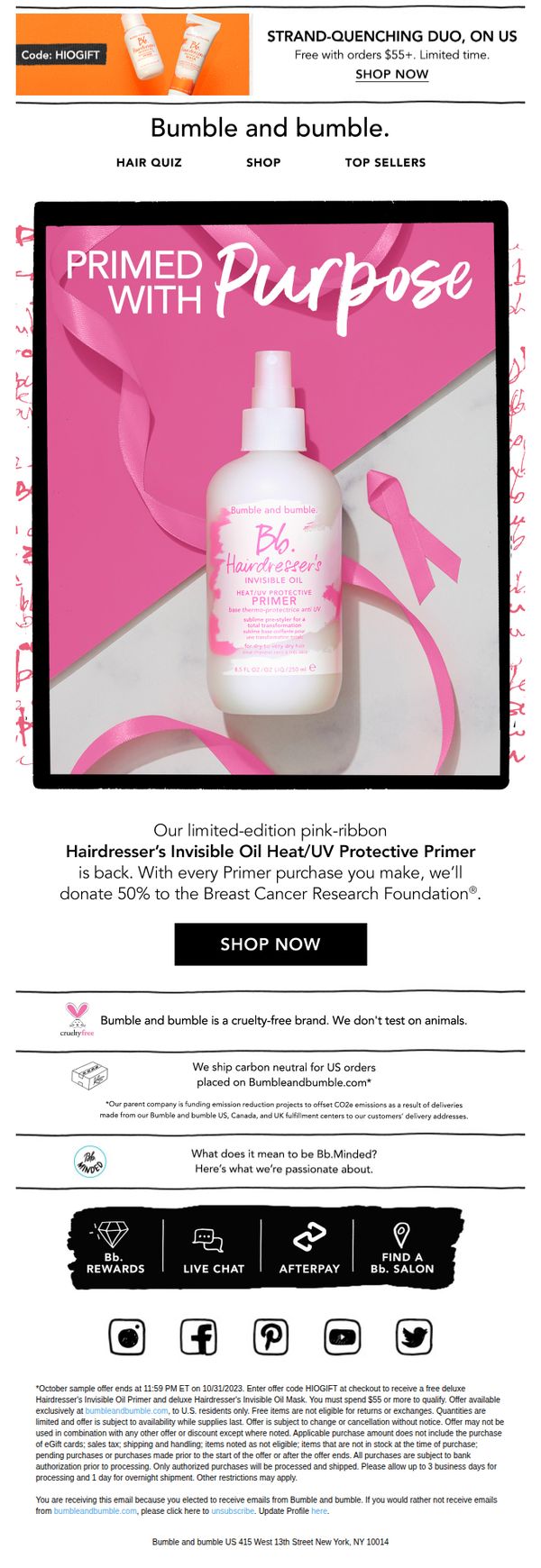 7. Bumble and bumble: How to Support Breast Cancer Research.