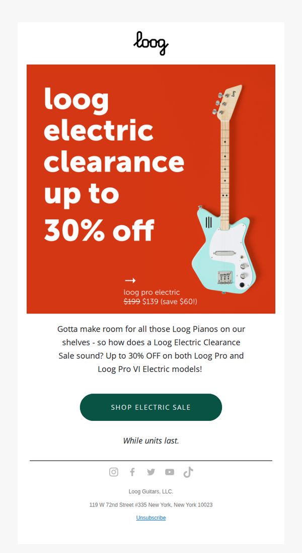 6. Loog Electric CLEARANCE Sale!
