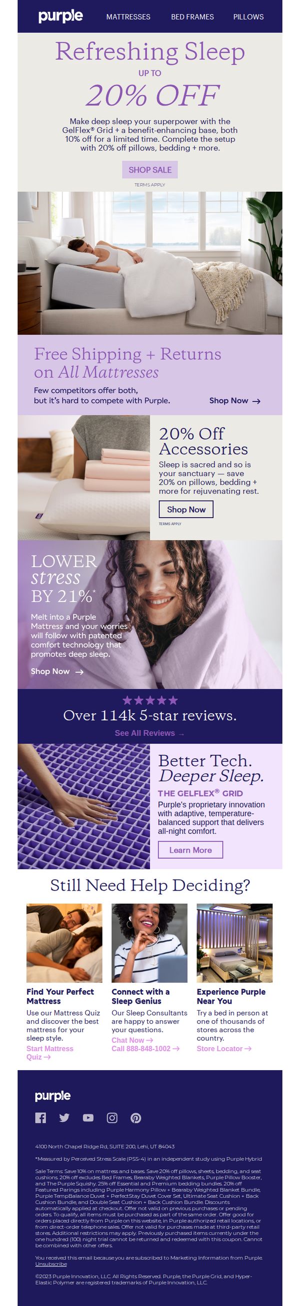 7. Purple: Save Up to 20% During Purple’s Fall Event